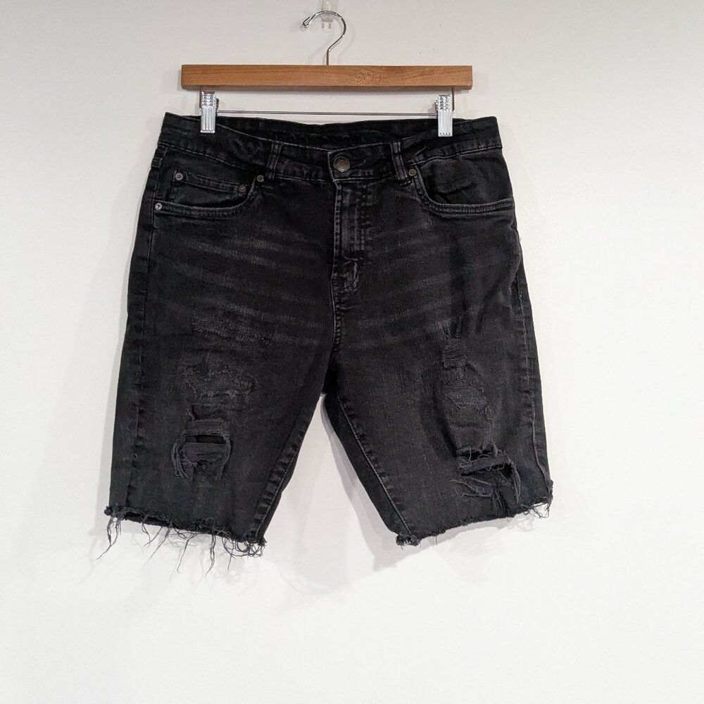 Aeropostale Slim Cut-Off Jean Shorts Jorts Black Size 32